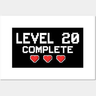 Level 20 Complete 20th Birthday 20 Years Gamer Posters and Art